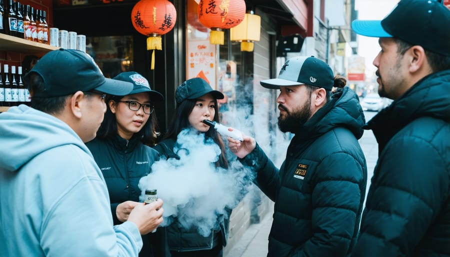 Behind-the-scenes of documentary filming with multicultural vape shop owners